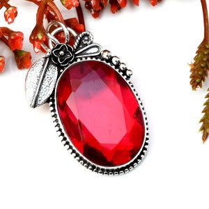Handgefertigter Granat 925 Sterling Silber Anhänger Halskette