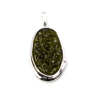 Handmade Moldavit Edelstein 925 Sterling Silber Anhänger
