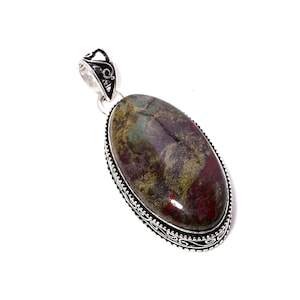 Dragon Blood Jasper Gemstone 925 Sterling Silver Pendant Necklace For Christmas Gift Dragon Blood Jasper Handmade Pendant