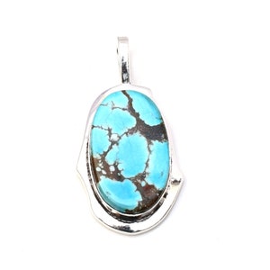Turquoise Gemstone 925 Sterling Silver Pendant Necklace For Christmas Gift Turquoise Handmade Pendant