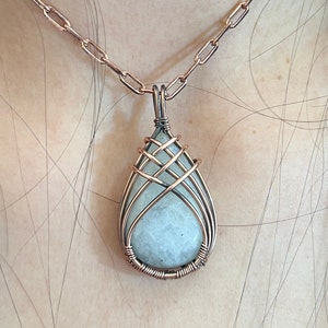Moonstone Copper Wire Wrapped Pendant With Chain Moonstone Gemstone Pendant Moonstone Pendant Copper Wire Wrapped Necklace Jewelry For Gift