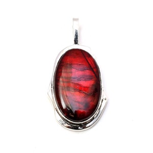 Red Labradorite Pendant Necklace: Handmade 925 Sterling Silver Gemstone