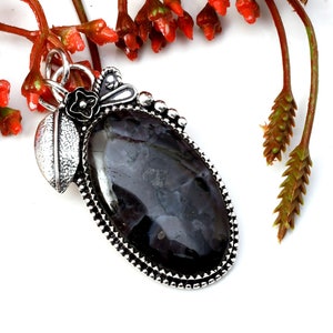 Mystic Merlinite Gemstone 925 Sterling Silver Handmade Pendant Necklace