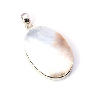 Handmade Mother of Pearl 925 Sterling Silver Pendant Necklace