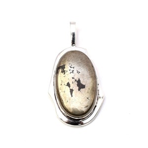 Golden Pyrite 925 Sterling Silver Pendant Necklace