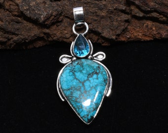 Handmade Turquoise 925 Sterling Silver Pendant Necklace