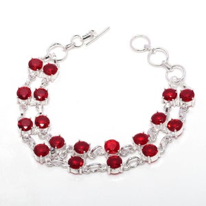 Handmade Garnet 925 Sterling Silver Bracelet: Gemstone Jewelry