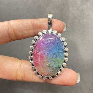 Solar Quartz 925 Sterling Silver Pendant Necklace - Handmade Gemstone