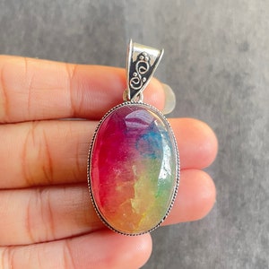 Solar Quartz 925 Sterling Silver Pendant Necklace - Handmade Gemstone