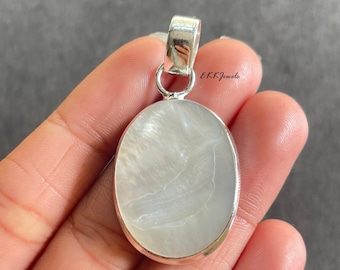 Mother of Pearl Pendant Necklace: Handmade 925 Sterling Silver