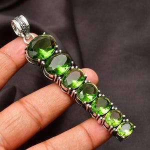 Peridot Pendant Necklace: 925 Sterling Silver Gemstone Pendant