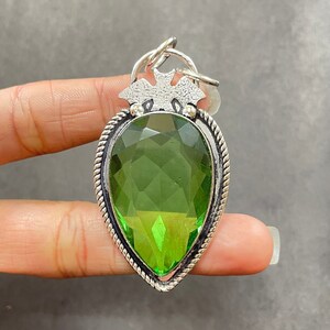 Handmade Peridot Pendant: 925 Sterling Silver Necklace