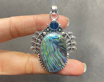 Handmade Abalone Shell 925 Sterling Silver Pendant Necklace
