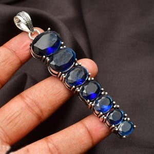 Blue Sapphire Sterling Silver Pendant Necklace: Handmade Birthstone Jewelry