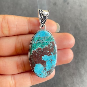 Turquoise Gemstone 925 Sterling Silver Pendant Necklace For Christmas Gift Turquoise Handmade Pendant