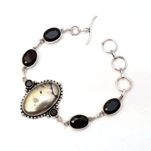 Apache Pyrite 925 Sterling Silver Bracelet Apache Pyrite Gemstone Bracelet Apache Silver Jewelry For Gift Apache Pyrite Bracelets For women