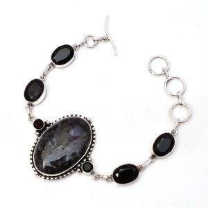 Mystic Merlinite 925 Sterling Silver Bracelet with Spinel