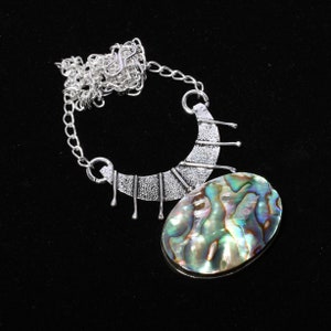 Abalone Shell Necklace: Handmade 925 Sterling Silver Pendant