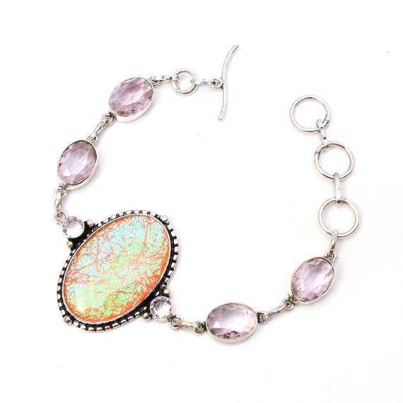 Bracciale In Opale Di Fuoco Grezzo E Argento 925 - Bracciali Opale - Foto 2