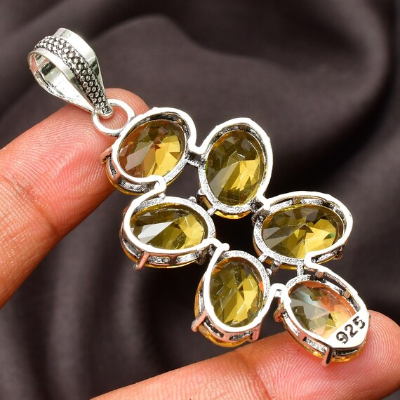 Collier En Argent Sterling 925 Avec Citrine En Forme De Poire - Fait Main - Longueur 18 Pouces