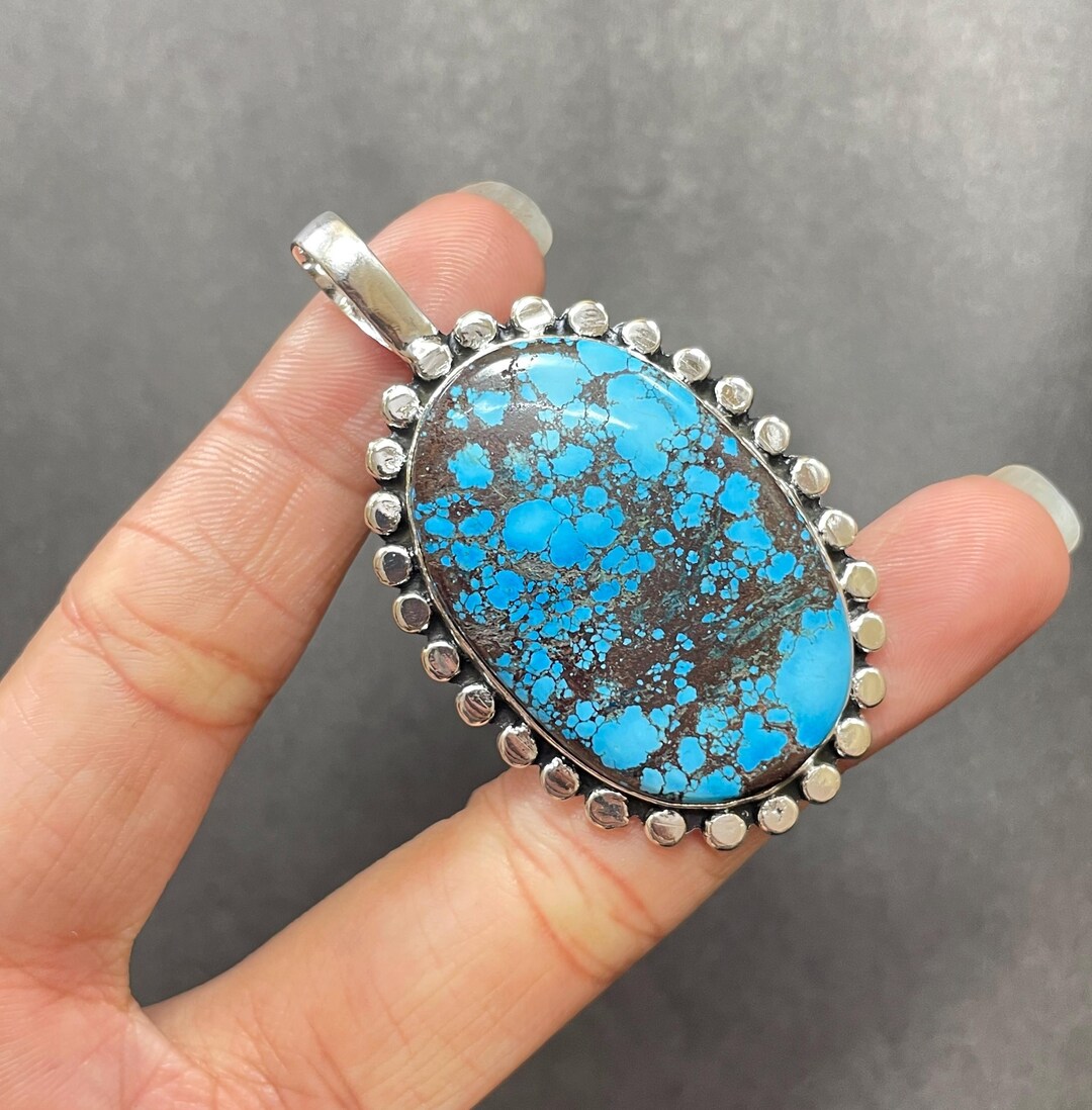 アクセサリー Vintage Turquoise silver925 Pendanttop Vintage Navajo Old Pawn Sterling Spiderweb Number 8 Turquoise Drop