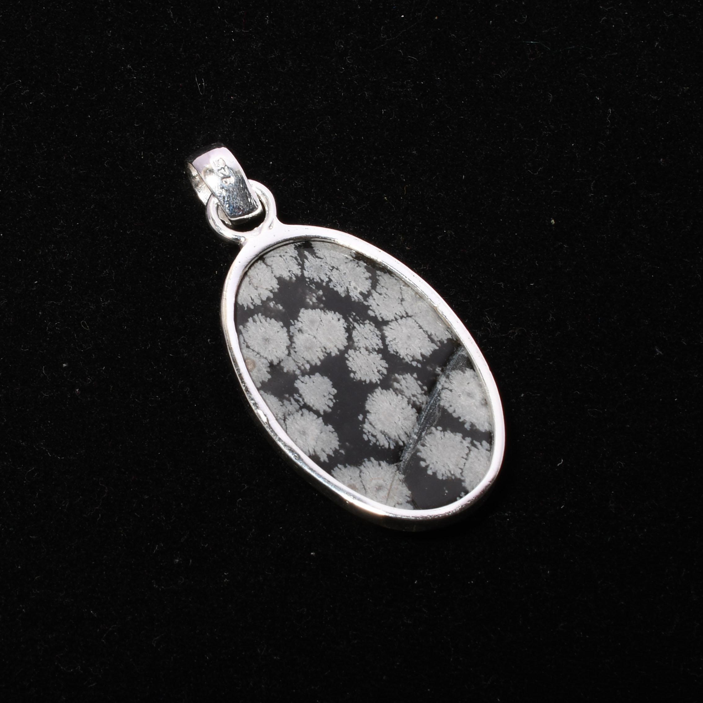 Collier Fait Main En Obsidienne Naturelle Et Argent 925 - Flocon De Neige, 18,25 Pouces