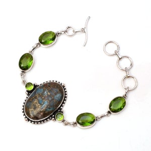 Neon Apatite & Peridot 925 Sterling Silver Bracelet
