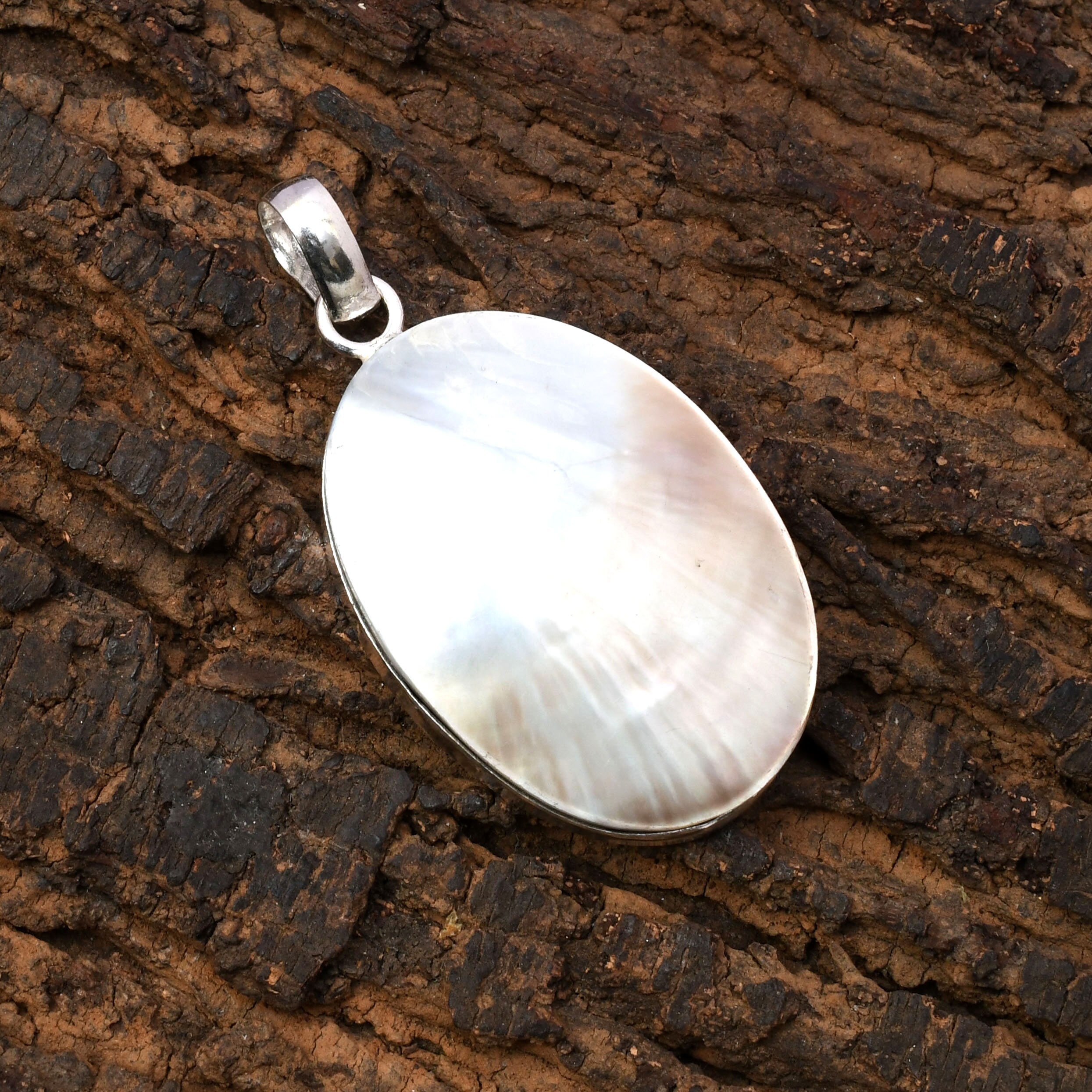 ネックレス・ペンダント STONEHENgE silver cubic mother of pearl necklace Mother of Pearl Gemstone 925 Sterling Silver Pendant