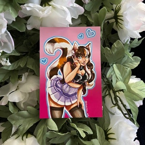 Stampa artistica anime con ragazza gatto sexy carina 4 x 6