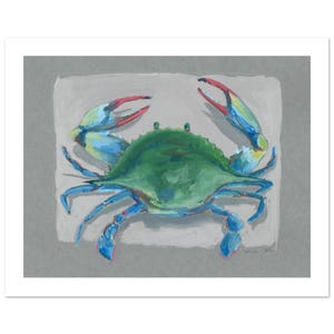 Maryland Blue Crab Painting, Chesapeake Bay Crab, Crabs - Fine Art Poster Print - 8x10″