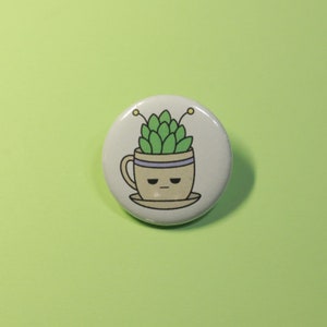 Kawaii Succulent, Metal Backed Pin