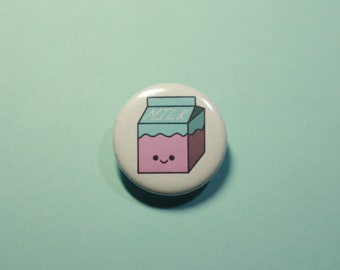 Kawaii Milk, Metal Backed Pin