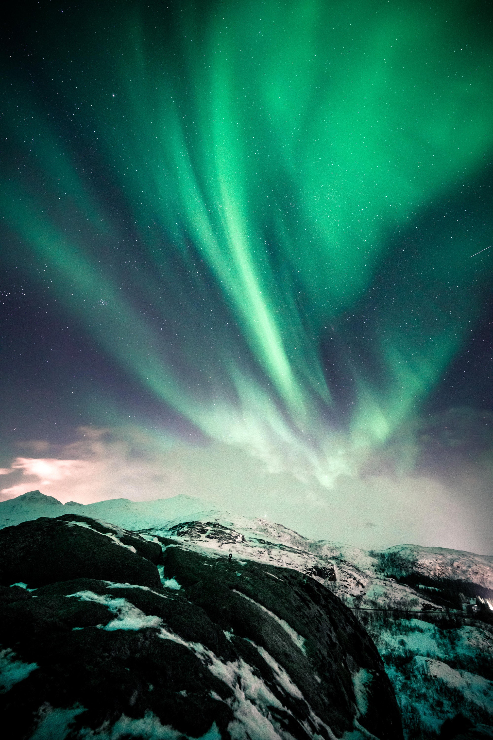 Aurores Boréales, Lofoten, Norvège, Cadre Bois, Caisse Américaine, Dibond