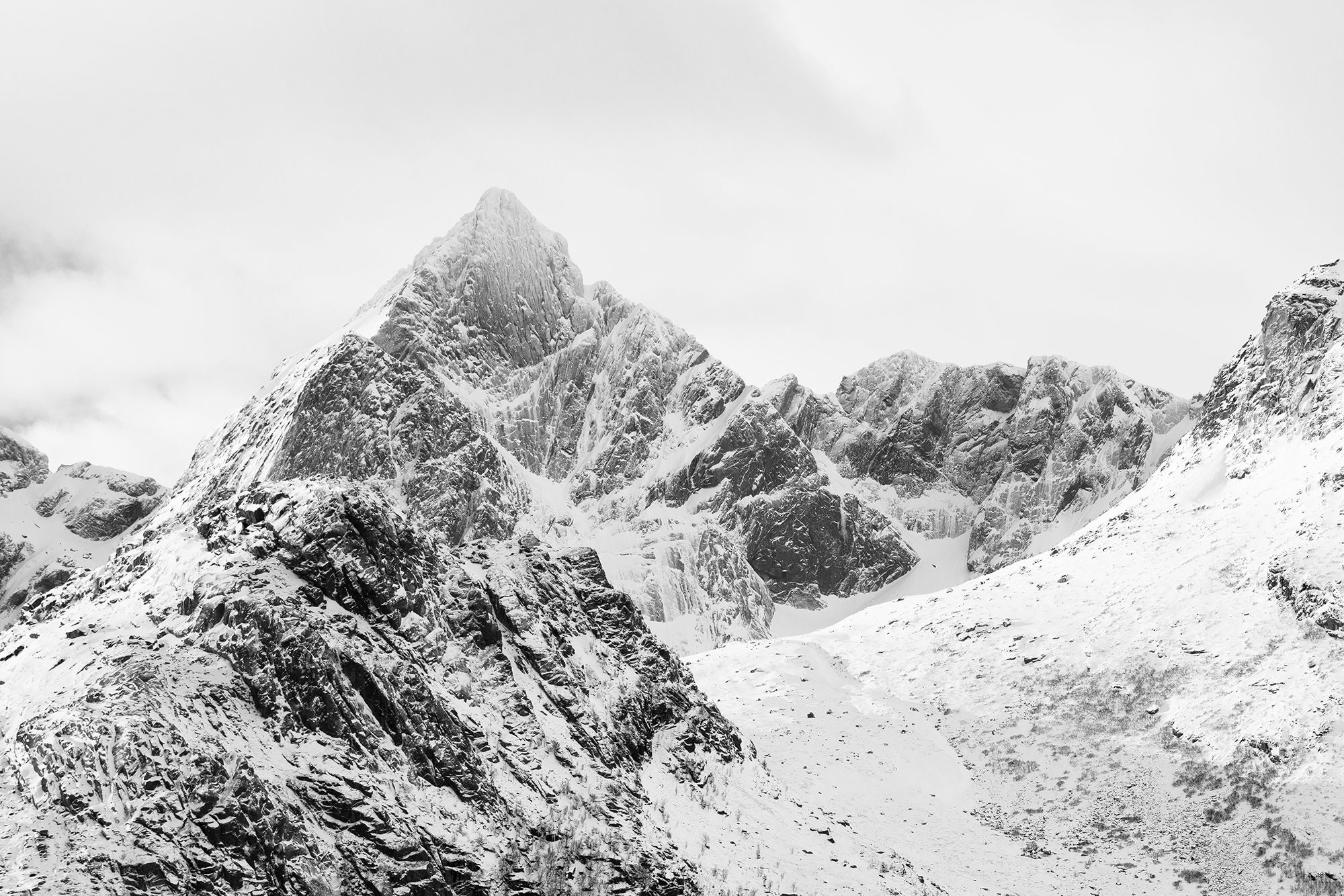 Col Enneigé, Lofoten, Norvège, Cadre Bois, Caisse Américaine, Dibond