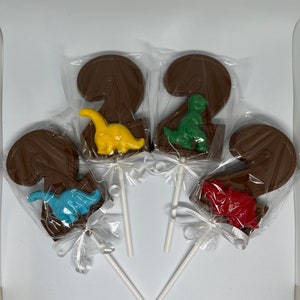 Dinosaur Number Birthday Chocolate Lollipops