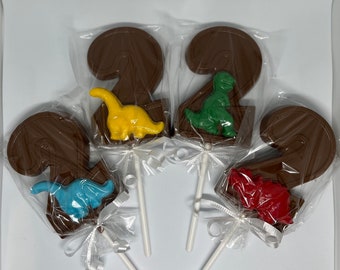 Dinosaur Number Birthday Chocolate Lollipops