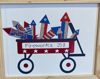 FIREWORKS SIGN INSERT Only - Interchangeable Sign Insert, Holidays, Seasons, Celebrations, Rustic Home Décor, Inspirational Affirmation