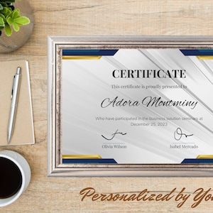 Silver Certificate, Editable Template, Certificate of Completion Template, Achievement, Award Certificate, Custom Certification, Digital