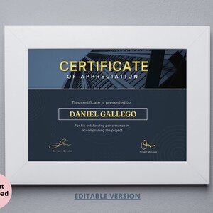 Certificate of Appreciation, Certificate of Completion, Printable Certificate, Canva Certificate, Personalized Certificate, Award