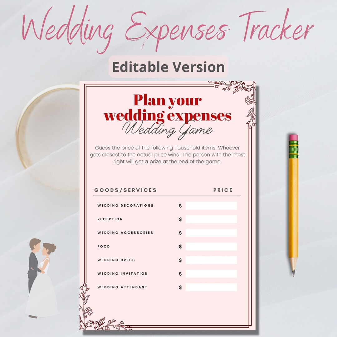 Editable Wedding Expenses Tracker Wedding Template Wedding - Etsy