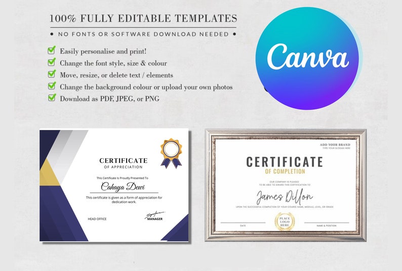 Editable Certificate of Appreciation Template | Printable Award ...