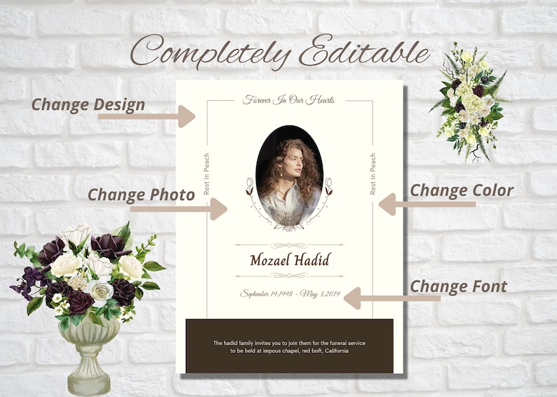 Funeral Program, Editable, Funeral Template, Memorial Program, Funeral