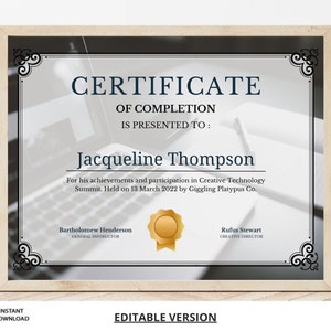 Certificate of Completion, Accomplishment, Certificate of Culmination, Certificate of Finalization, Success Certificate, Victory