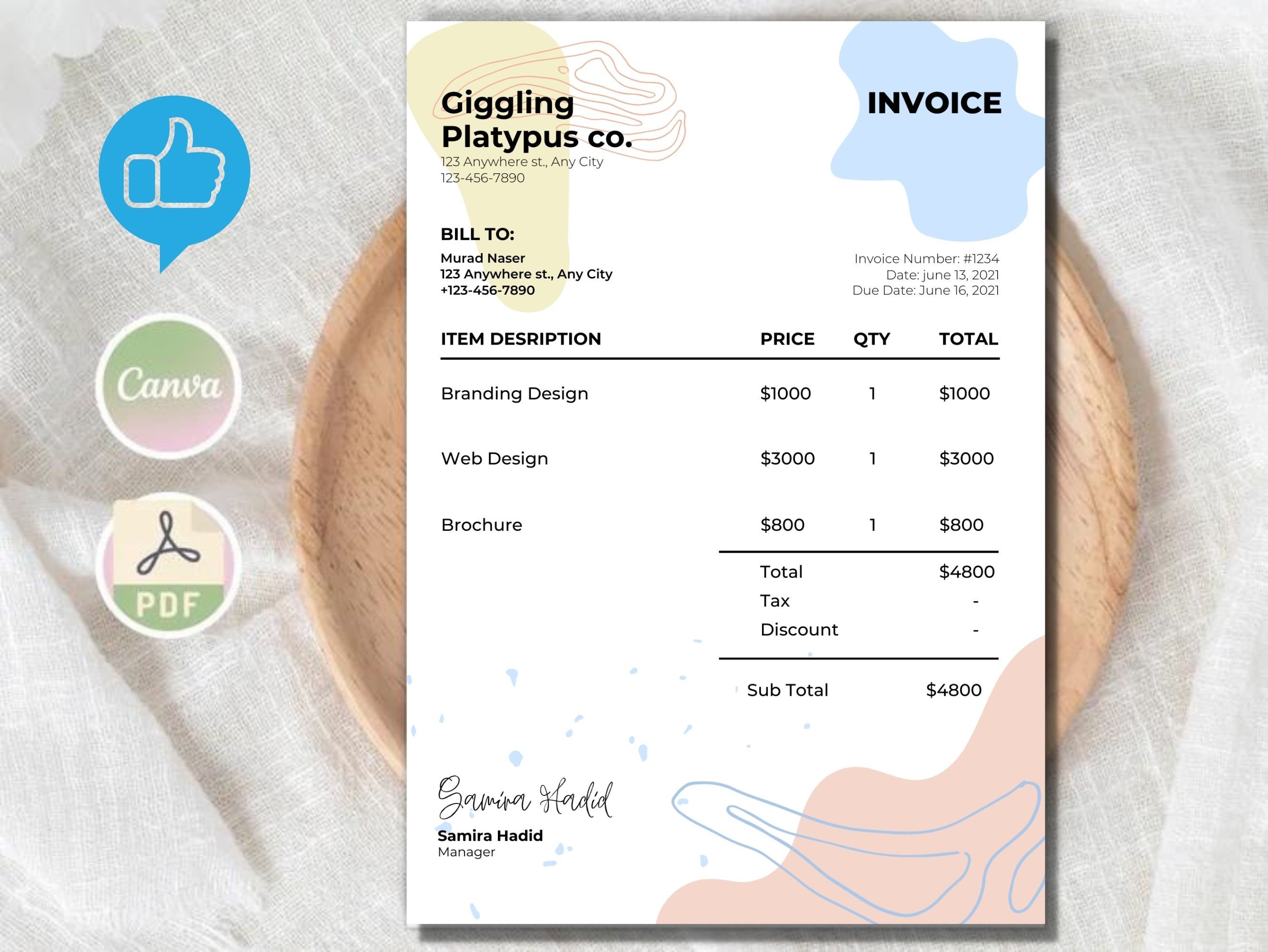 Invoice Template Business Invoice Writeable Invoice Invoice Receipt ...
