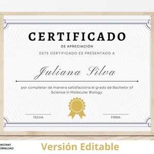 Certificado de Apreciación | Premio de Reconocimiento | Modelo Editable | Plantillas Canva | Certificación de Logros | Mérito Digital