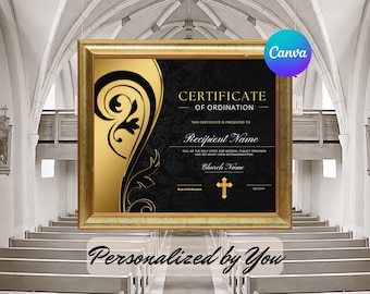 Certificate of Ordination, Pastor Ordination Certificate,  Non Denominational Ordination Certificates, Apostolic Deacon Ordination Template