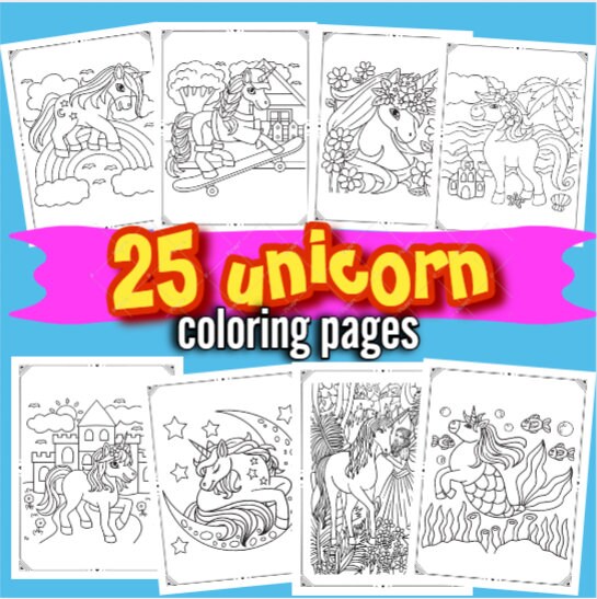 25 Unicorn Coloring Pages for Kids and Adults, Printables, Easy ...