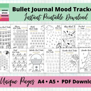 Buy 12 Mood Tracker Printable Bullet Journal 2022 Monthly Bundle Online ...