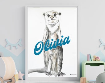 Otter Printable Art Custom Name