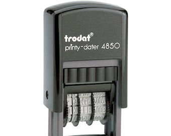 Personalised 1 Line Trodat 4850 Self Inking Custom Text Date Stamp in 6 Ink Colours